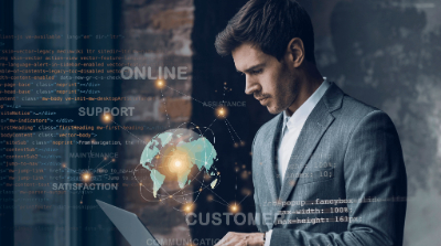 Team collaborating with laptops